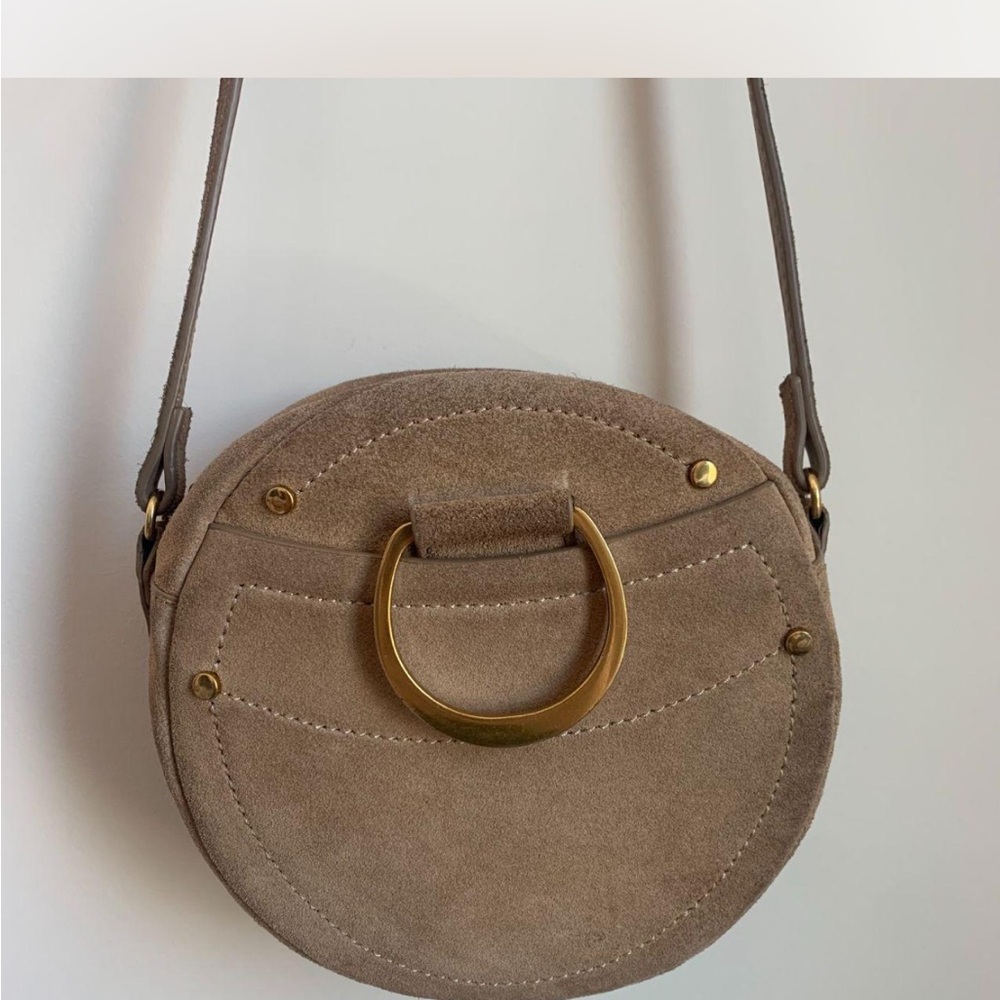MNG (Mango) Round Leather Bag With Gold Tone Accents
